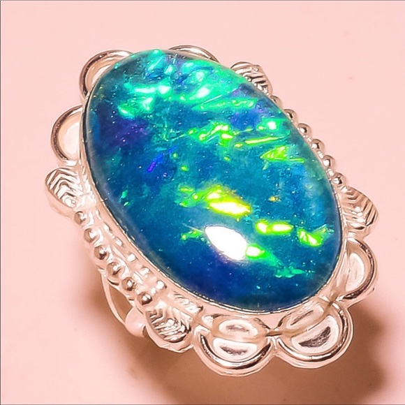 Sz 6 Aquamarine Silver Triplett Silver Ring - Picture 5 of 5